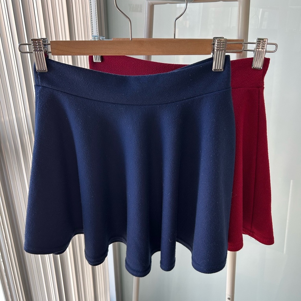 2FOR1 Red and Blue Mini Flare Skirts